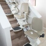 Stair lift models in a staircase