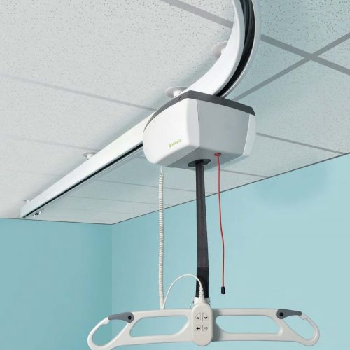 Fixed ceiling lift to help people unable to get out of bed on their own